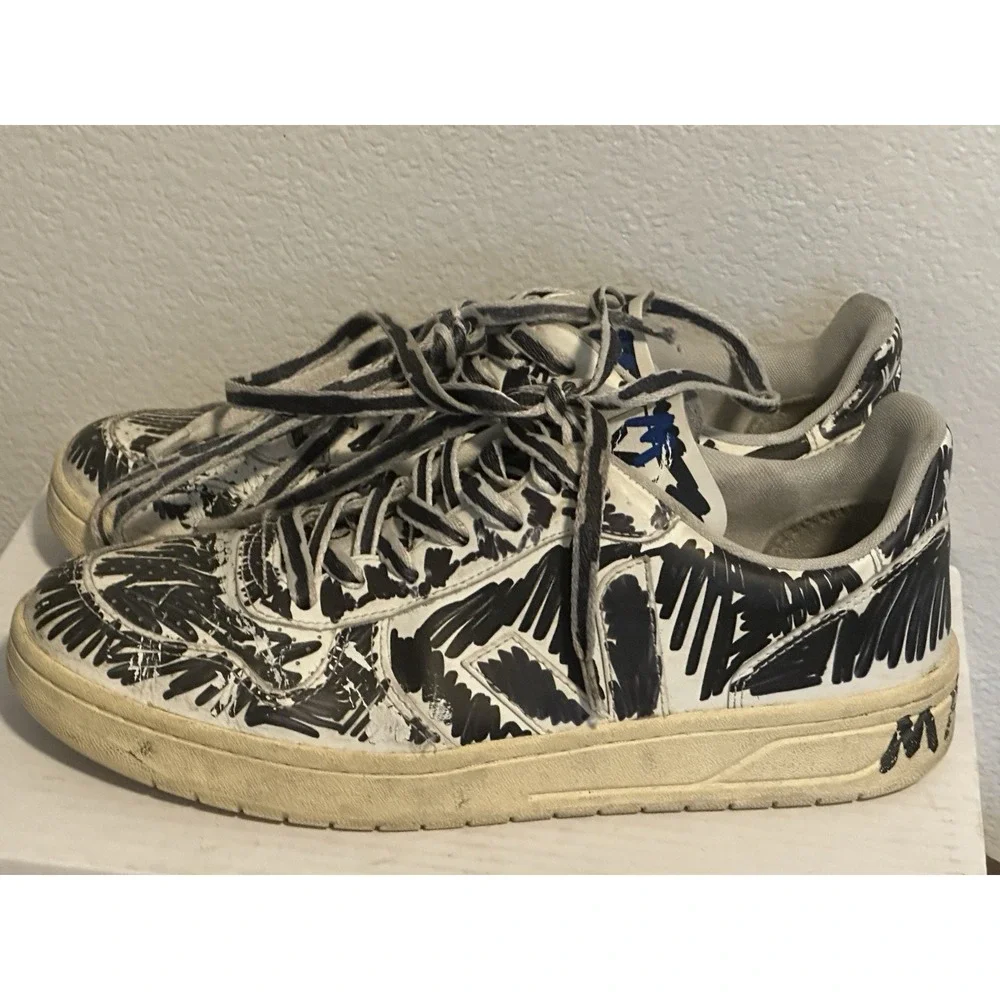 MARNI x VEJA Veja Leather Low Cut Scribble Sneakers‎ Shoes Men's Black 8.5